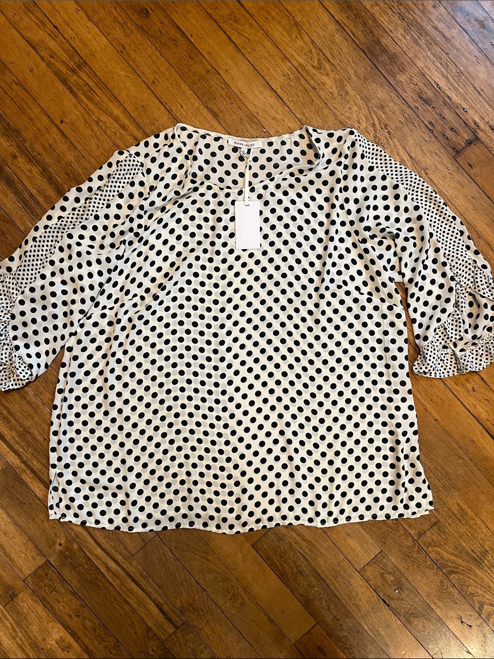 Rose & Olive Black & White Polka Dot Blouse